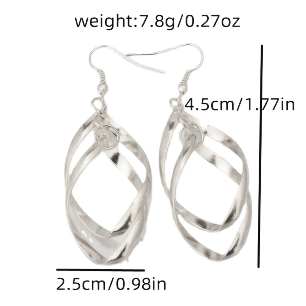 Elegant Silver Twisted Drop Earrings - Picture 4 of 4